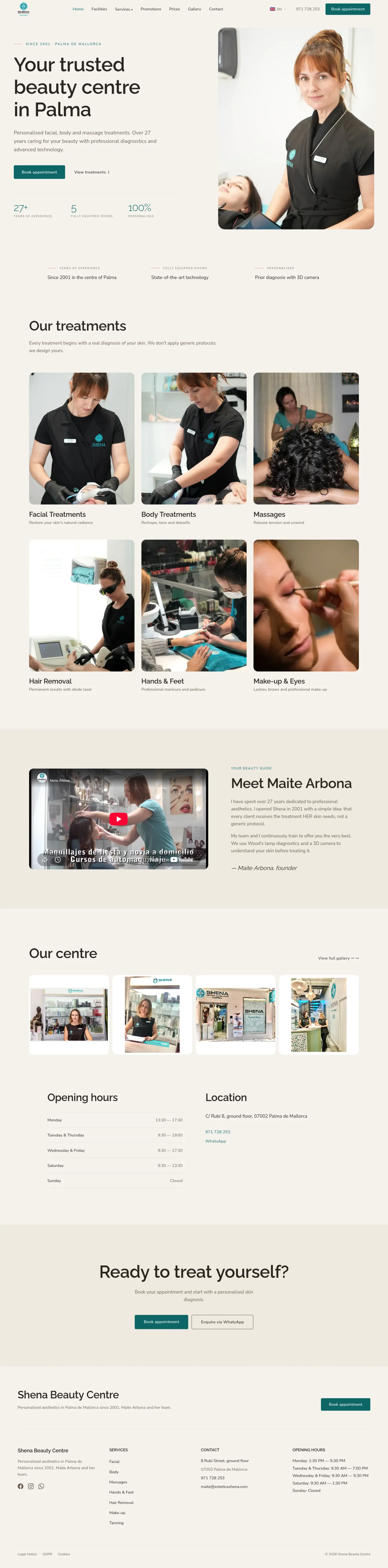 The website we built for Estetica Shena
